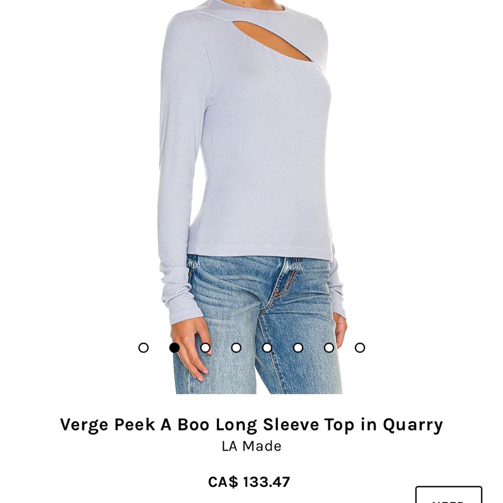NWOT LA Made Peel a Boo Ribbed buttery soft Long Sleeve in light blue